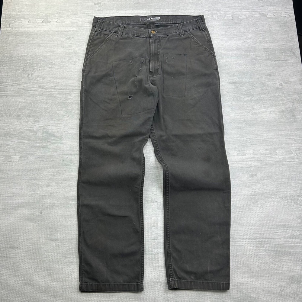 Vintage Y2K Carhartt Carpenter Pants Size 38x34 Gray Relaxed Fit Workwear Casual